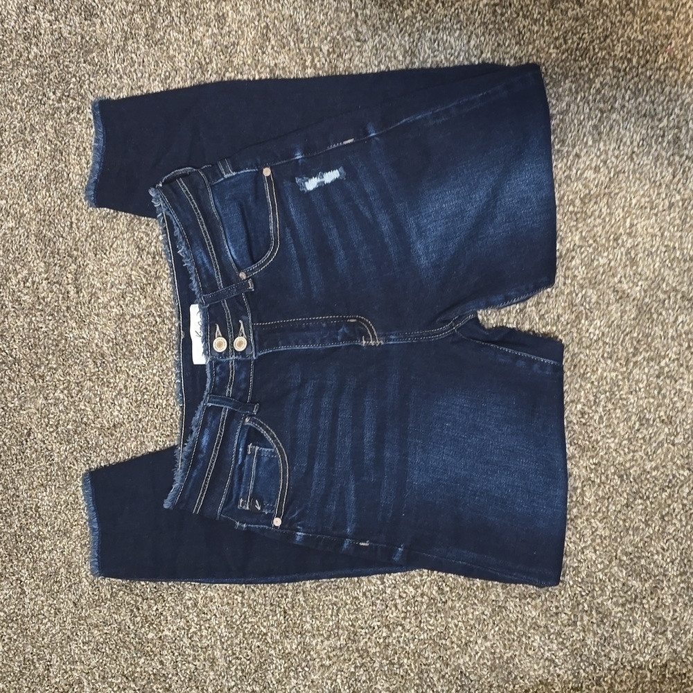 KanCan High Rise Blue Jeans with Stretch and Tapered Legs